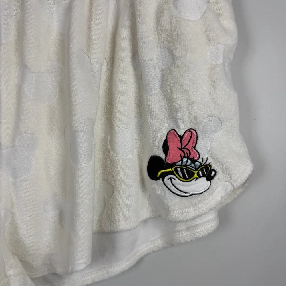 Disney Minnie Terry Cloth Off White Burnout Mickey Mouse Shorts Beach Lounge XL